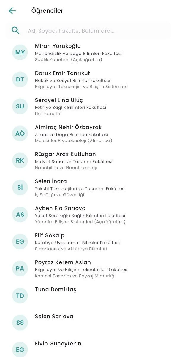 UniMate Uygulama Ekranı 5